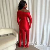 Off Shoulder Lapel Long Sleeve Ribbon Mini Dress GSBD-D25DS481
