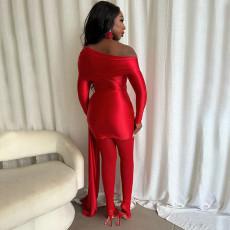 Off Shoulder Lapel Long Sleeve Ribbon Mini Dress GSBD-D25DS481