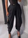 Solid Color Wide Leg Flower Bud Pants GXHF-M80802
