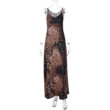 Leopard Print Tie Up Maxi Dress GLAG-D5920284G