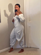 V Neck Long Sleeve Sport Jumpsuit GXHF-80807