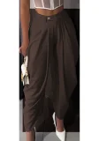 Solid Color Wide Leg Flower Bud Pants GXHF-M80802