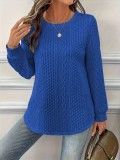 Plus Size Casual Solid Color Long Sleeve Tops GYOU-CX562