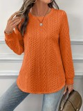Plus Size Casual Solid Color Long Sleeve Tops GYOU-CX562