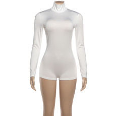 Solid Color Long Sleeve High Collar Romper GZJQ-K25Q84138