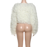 Solid Color Long Sleeve Tassel Tops Coats GZJQ-W25L84137