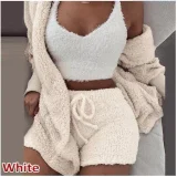 Plus Size Plush Homewear Casual 3-Piece Pajama Set GXHF-YM303