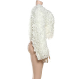 Solid Color Long Sleeve Tassel Tops Coats GZJQ-W25L84137