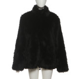 Long Sleeve Solid Color Plush Coat XEF-K25C84302