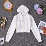 Solid Color Zipper Hooded Sweatshirt Coats GNZD-32694TBY