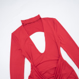 Deep V Neck Long Sleeve Bodycon Dress GSZM-J25DS424