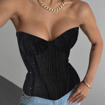 Solid Color Wrap Chest Bandage Tops GNZD-Q01451J