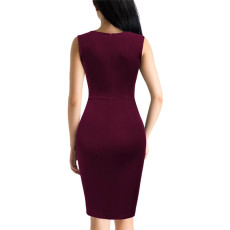 Sleeveless Sequin Splice Slit Dress GYOU-CX502