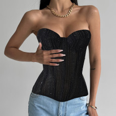 Solid Color Wrap Chest Bandage Tops GNZD-Q01451J