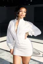 Solid Color Long Sleeve Tight Mini Dress GXHF-M81010