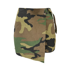 Camouflage Print Irregular Mini Culottes GXHF-X0326688