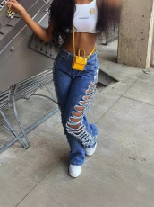 Fashion Holes Washed Loose Jeans GXHF-M80421