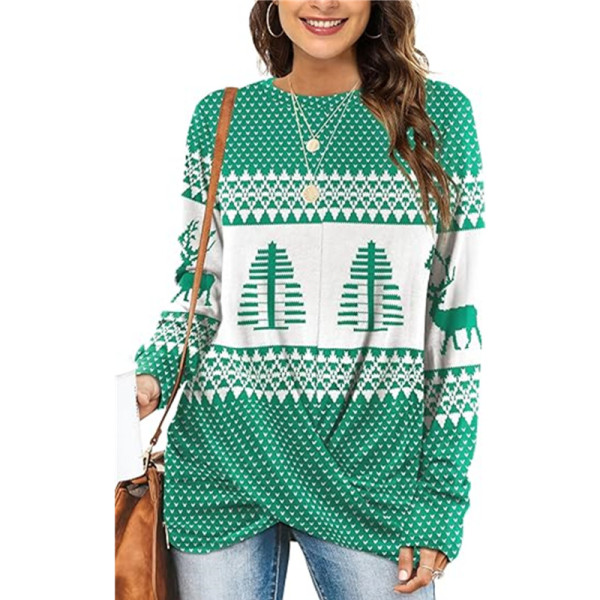Round-neck Long Sleeve Christmas Top GYOU-CX716