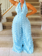 Halterneck V Neck Loose Jumpsuit GXHF-M80623
