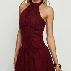 Sleeveless Backless Halterneck Mini Dress GWEN-JWKD46330