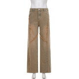 Vintage Frayed-edge Straight Jeans GWEN-JWKP46157