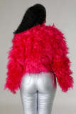 Solid Color Long Sleeve Plush Coat GXHF-M81016