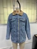 Loose Long Sleeve Fleece Denim Jacket GYXN-20780