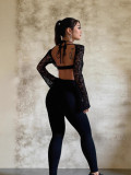 Lace Long Sleeve Off Shoulder Backless Jumpsuit SHD-9584