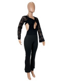 Lace Long Sleeve Off Shoulder Backless Jumpsuit SHD-9584