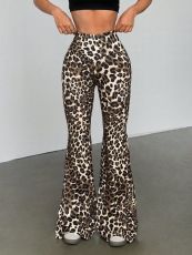 Leopard Print Casual Flare Pants GYXN-73389