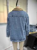Loose Long Sleeve Fleece Denim Jacket GYXN-20780