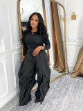 Solid Color Long Sleeve Tops Loose Pants 2 Piece Set SFY-814