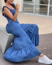 Ruffles Sleeveless Wide Leg Jumpsuit GJMF-97751