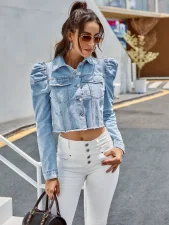 Long Sleeve Lapel Denim Short Coats GYXN-30321
