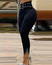 High Waist Solid Color Split Pants GJMF-97766