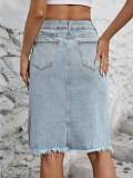 Fashion High Waist Washed Split Skirt GYXN-30933
