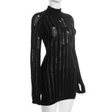 Solid Color Hollow Out Mini Dress GDSF-D25DS494