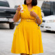 Plus Size Solid Color Long Sleeve Midi Dress GCZF-8647