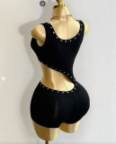 Irregular Sleeveless Bandage Romper GFCF-1429