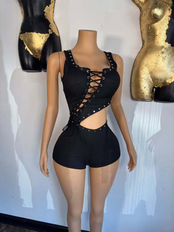 Irregular Sleeveless Bandage Romper GFCF-1429