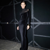 Long Sleeve Solid Color Maxi Dress XEF-K25D86424