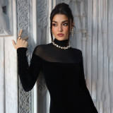 Long Sleeve Solid Color Maxi Dress XEF-K25D86424