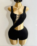 Irregular Sleeveless Bandage Romper GFCF-1429