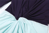 Deep V Neck Patchwork Spit Maxi Dress XEF-K25D87983