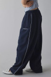 Solid Color Embroidery Loose Sport Pants QOUY-6067