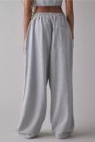 Solid Color Embroidery Loose Sport Pants QOUY-6067