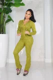 Print Long Sleeve Hooded Cardigan Two Piece Pants Set CM-9542