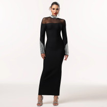 Long Sleeve Hot Drill Slim Maxi Dress BY-7592