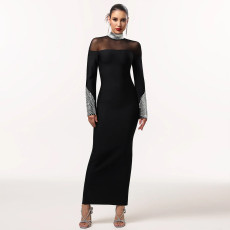 Long Sleeve Hot Drill Slim Maxi Dress BY-7592