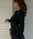 Long Sleeve Solid Color Bodysuit GAXB-P0384BS